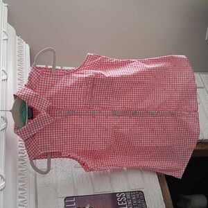 Women's Columbia Pink Sleeveless Ginghan Button Down Outdoor Girly Shirt Sz M